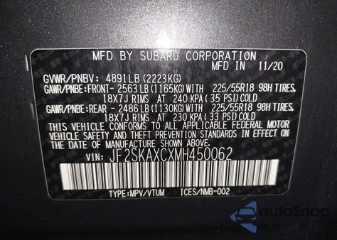 2021 Subaru Forester Touring из США, поврежденный, VIN JF2SKAXCXMH450062